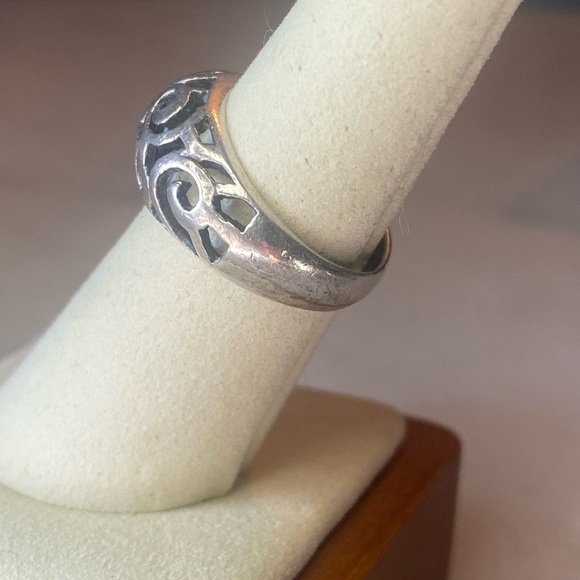 Sterling Silver Filigree Band Ring Signed MN Size 6.5 – 925 Solid Silver 4g - Picture 4 of 6